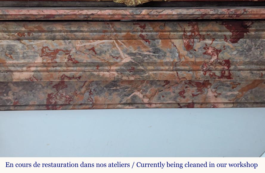 Napoleon III style mantel with modillions carved in Enjugerais marble Napoleon III style mantel with modillions carved in Enjugerais marble-1
