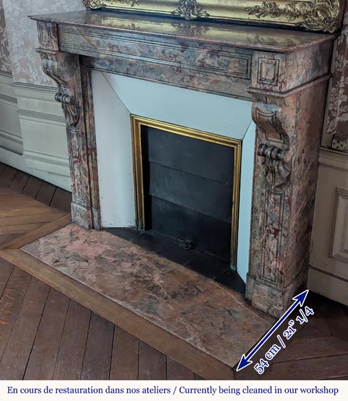 Napoleon III style mantel with modillions carved in Enjugerais marble Napoleon III style mantel with modillions carved in Enjugerais marble-6