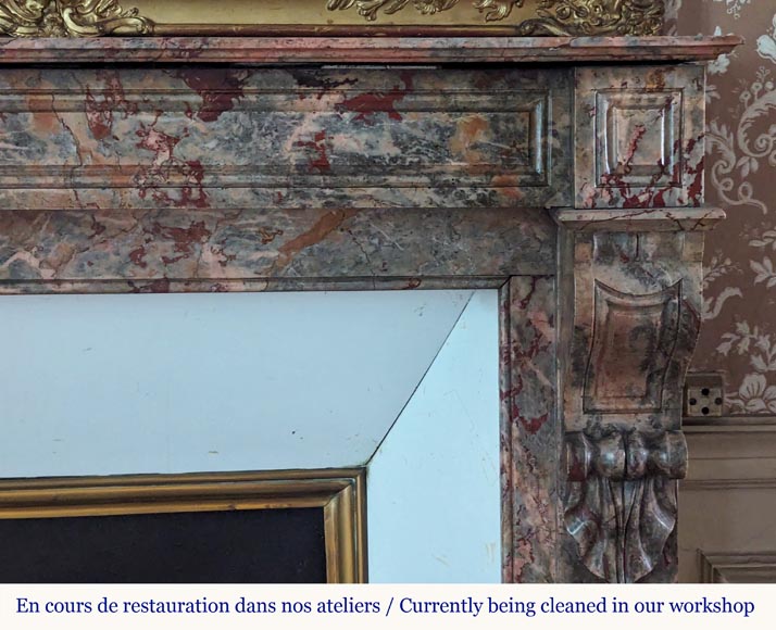 Napoleon III style mantel with modillions carved in Enjugerais marble Napoleon III style mantel with modillions carved in Enjugerais marble-7