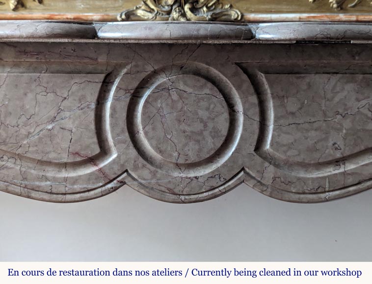 Louis XV style Pompadour mantel in Lunel marble Louis XV style Pompadour mantel in Lunel marble-1