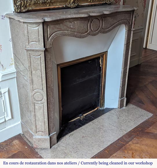 Louis XV style Pompadour mantel in Lunel marble Louis XV style Pompadour mantel in Lunel marble-2