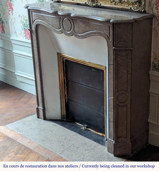 Louis XV style Pompadour mantel in Lunel marble Louis XV style Pompadour mantel in Lunel marble-5