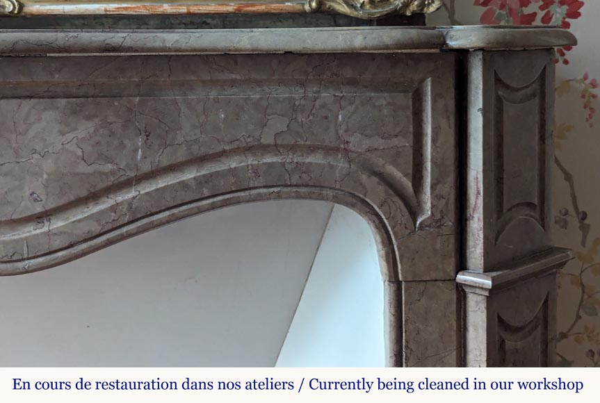 Louis XV style Pompadour mantel in Lunel marble Louis XV style Pompadour mantel in Lunel marble-6