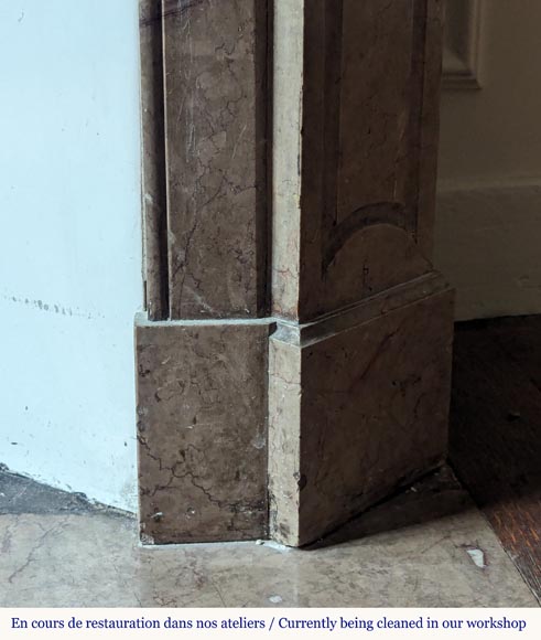 Louis XV style Pompadour mantel in Lunel marble Louis XV style Pompadour mantel in Lunel marble-7