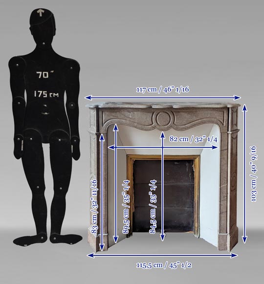 Louis XV style Pompadour mantel in Lunel marble Louis XV style Pompadour mantel in Lunel marble-9