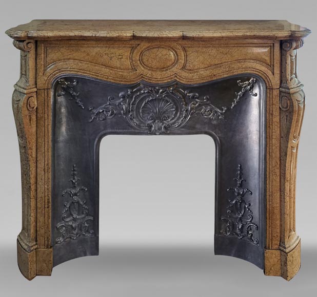 Louis XV style Pompadour mantel in Brocatel marble Louis XV style Pompadour mantel in Brocatel marble-0
