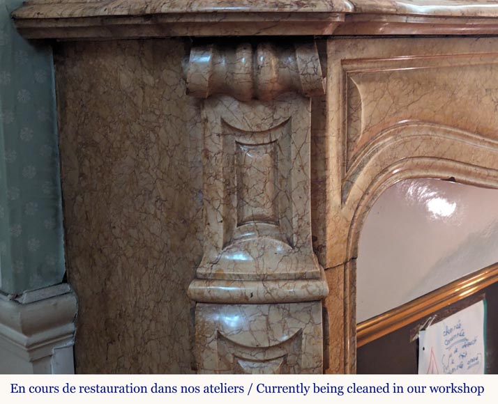 Louis XV style Pompadour mantel in Brocatel marble Louis XV style Pompadour mantel in Brocatel marble-3