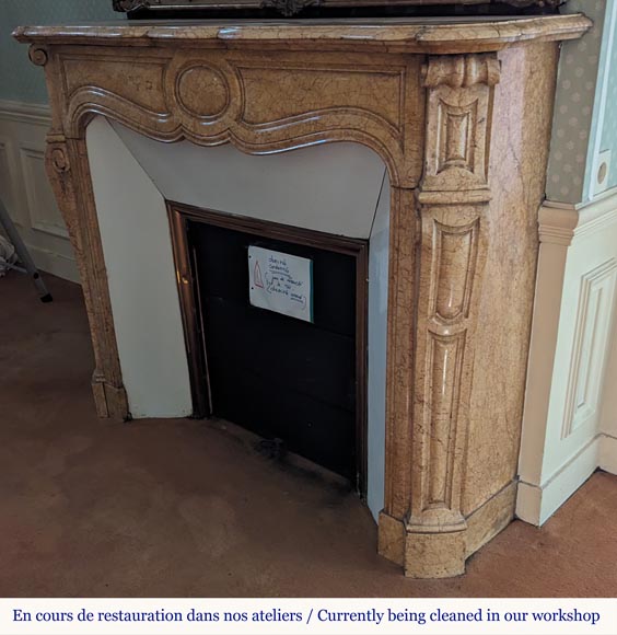 Louis XV style Pompadour mantel in Brocatel marble Louis XV style Pompadour mantel in Brocatel marble-5