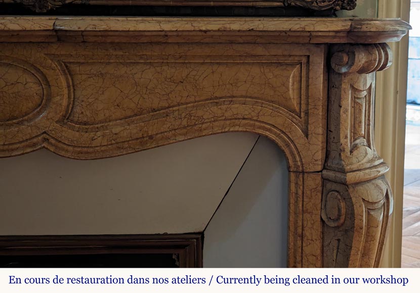 Louis XV style Pompadour mantel in Brocatel marble Louis XV style Pompadour mantel in Brocatel marble-6