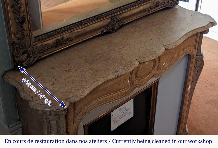 Louis XV style Pompadour mantel in Brocatel marble Louis XV style Pompadour mantel in Brocatel marble-8
