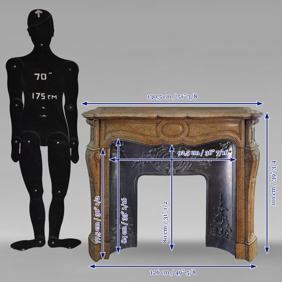 Louis XV style Pompadour mantel in Brocatel marble Louis XV style Pompadour mantel in Brocatel marble-9