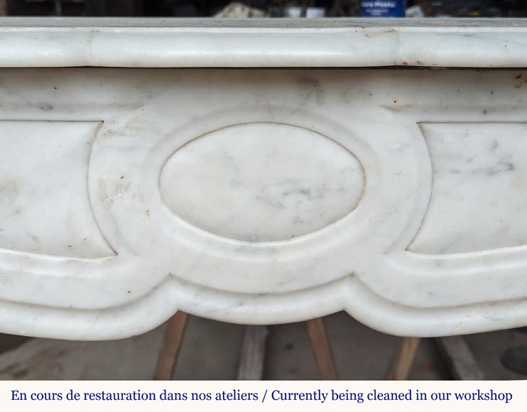 Louis XV style Pompadour mantel in Carrara marble Louis XV style Pompadour mantel in Carrara marble-1