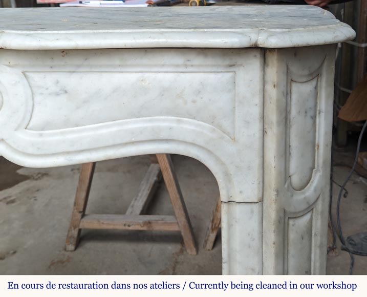 Louis XV style Pompadour mantel in Carrara marble Louis XV style Pompadour mantel in Carrara marble-6