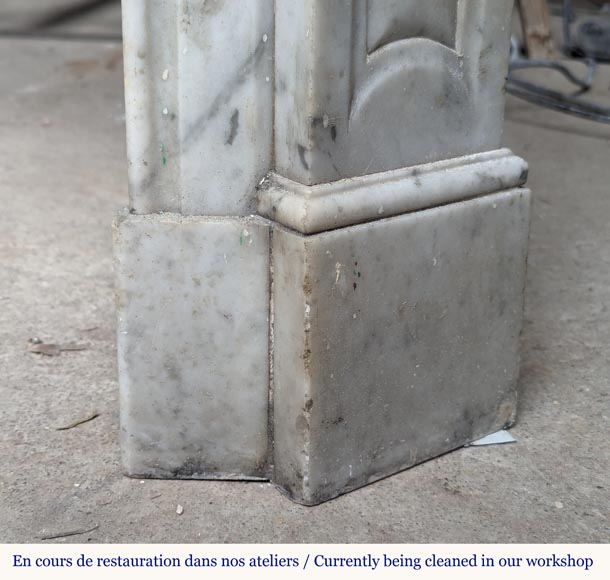 Louis XV style Pompadour mantel in Carrara marble Louis XV style Pompadour mantel in Carrara marble-7