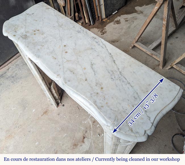 Louis XV style Pompadour mantel in Carrara marble Louis XV style Pompadour mantel in Carrara marble-8