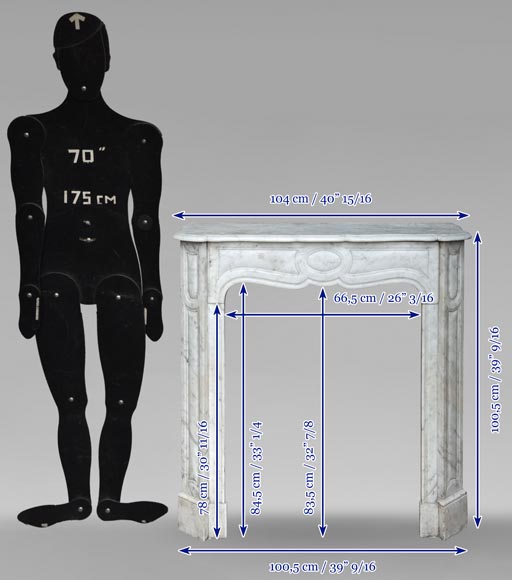 Louis XV style Pompadour mantel in Carrara marble Louis XV style Pompadour mantel in Carrara marble-9