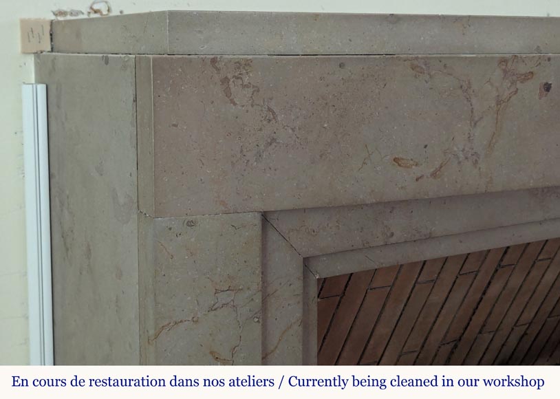 Curved Art Deco style mantel in Comblanchien stone Curved Art Deco style mantel in Comblanchien stone-3