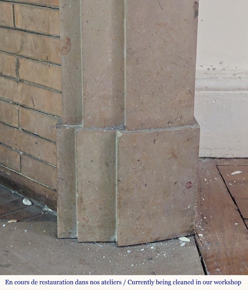 Curved Art Deco style mantel in Comblanchien stone Curved Art Deco style mantel in Comblanchien stone-7
