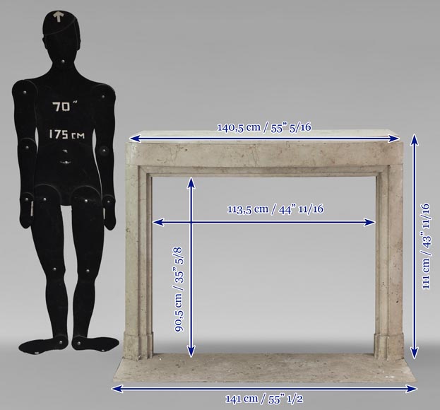 Curved Art Deco style mantel in Comblanchien stone Curved Art Deco style mantel in Comblanchien stone-10