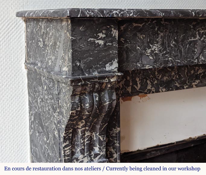 Napoleon III style mantel in Sainte Anne Gris marble Napoleon III style mantel in Sainte Anne Gris marble-3