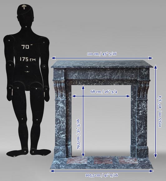 Napoleon III style mantel in Sainte Anne Gris marble Napoleon III style mantel in Sainte Anne Gris marble-11