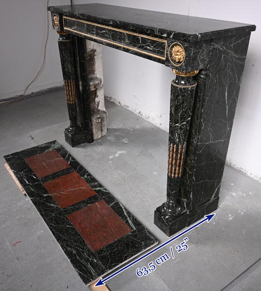 Louis XVI style mantel in Vert de Mer marble with detached columns Louis XVI style mantel in Vert de Mer marble with detached columns-6