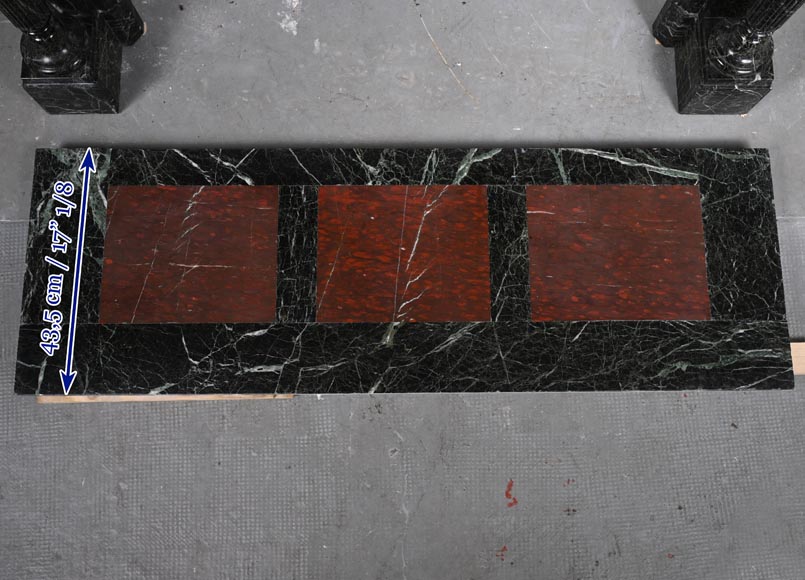 Louis XVI style mantel in Vert de Mer marble with detached columns Louis XVI style mantel in Vert de Mer marble with detached columns-10