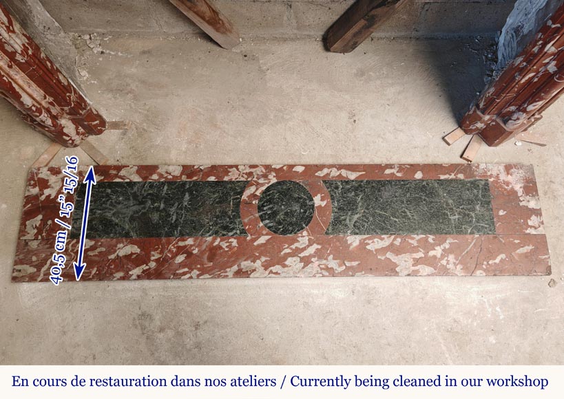 Louis XIV style mantel in Incarnat Turquin marble, decorated by a Poseidon carved in statuary marble Louis XIV style mantel in Incarnat Turquin marble, decorated by a Poseidon carved in statuary marble-13