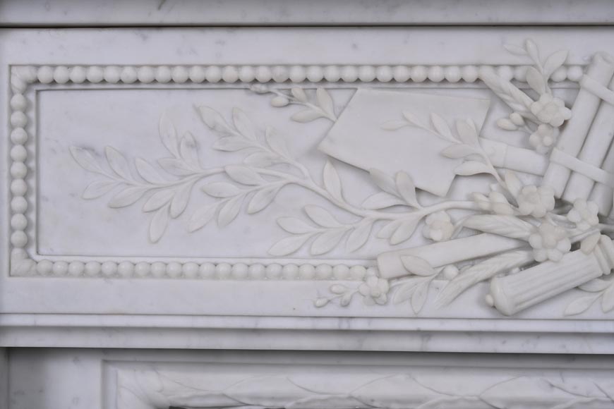 Napoleon III style mantel in Carrara marble with wheat ears Napoleon III style mantel in Carrara marble with wheat ears-4