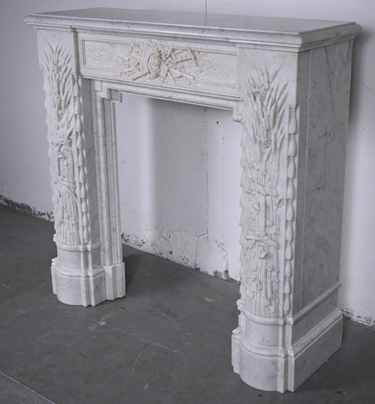 Napoleon III style mantel in Carrara marble with wheat ears Napoleon III style mantel in Carrara marble with wheat ears-11