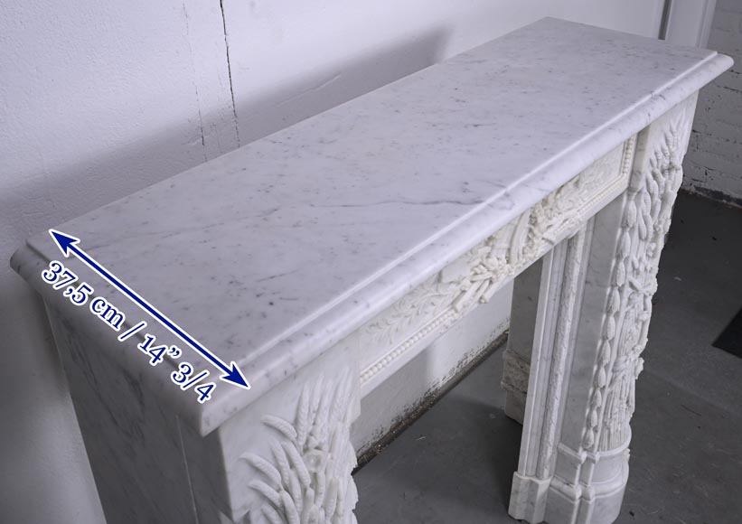 Napoleon III style mantel in Carrara marble with wheat ears Napoleon III style mantel in Carrara marble with wheat ears-16