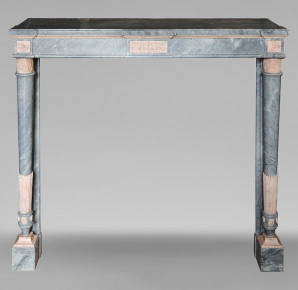 Louis XVI style mantel with detached columns in Turquin and Rose marble from Portugal Louis XVI style mantel with detached columns in Turquin and Rose marble from Portugal-0