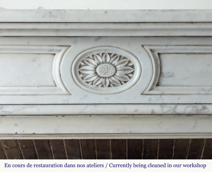 Louis XVI style carved in Carrara marble mantel with flower Louis XVI style carved in Carrara marble mantel with flower-1