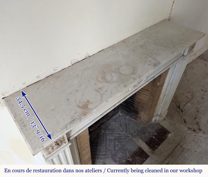 Louis XVI style carved in Carrara marble mantel with flower Louis XVI style carved in Carrara marble mantel with flower-8