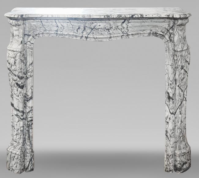 Louis XV style fireplace, Pompadour model, curved, in blue flowered marble Louis XV style fireplace, Pompadour model, curved, in blue flowered marble-0