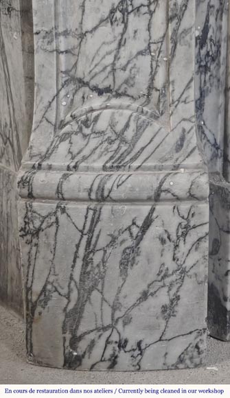 Louis XV style fireplace, Pompadour model, curved, in blue flowered marble Louis XV style fireplace, Pompadour model, curved, in blue flowered marble-4