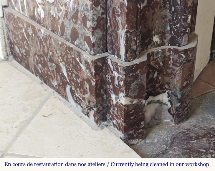 Louis XIV style mantel in Rouge de Rance marble adorned with bronze ornaments Louis XIV style mantel in Rouge de Rance marble adorned with bronze ornaments-5