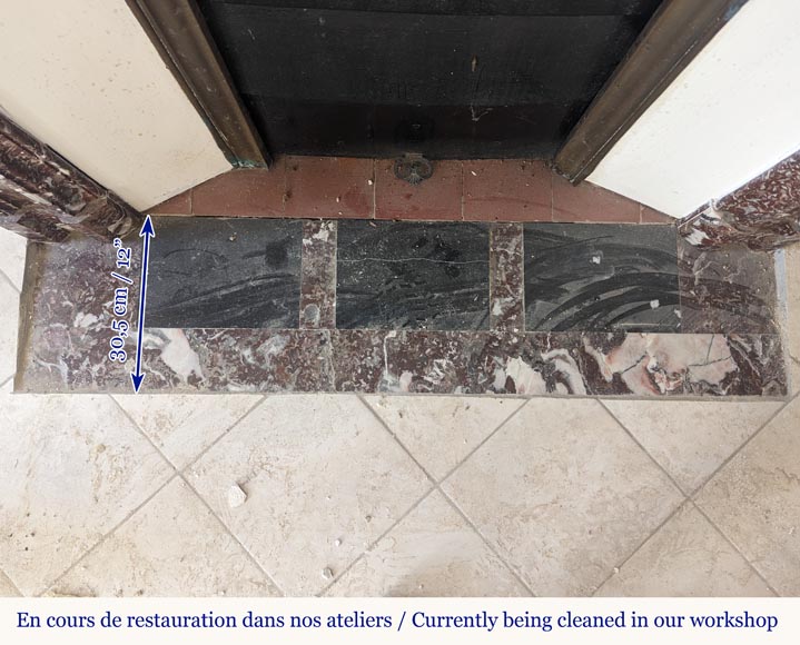 Louis XIV style mantel in Rouge de Rance marble adorned with bronze ornaments Louis XIV style mantel in Rouge de Rance marble adorned with bronze ornaments-9