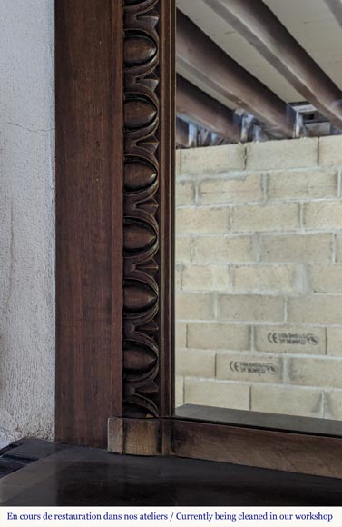 Napoleon III style walnut wood mantel with overmantel Napoleon III style walnut wood mantel with overmantel-4