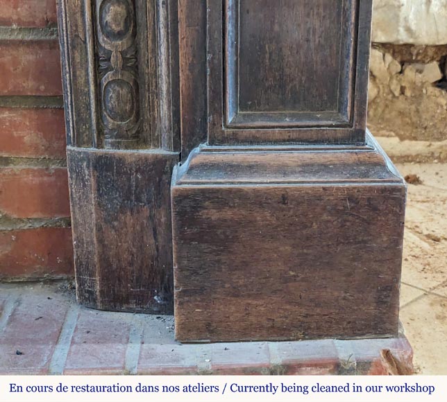 Napoleon III style walnut wood mantel with overmantel Napoleon III style walnut wood mantel with overmantel-12