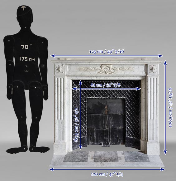 Louis XVI mantel in Carrara marble adorned with a laurel wreath Louis XVI mantel in Carrara marble adorned with a laurel wreath-10