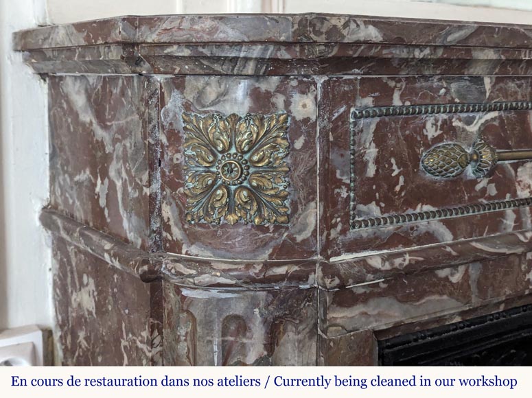 Louis XVI style mantel with rounded corners and bronze ornaments Louis XVI style mantel with rounded corners and bronze ornaments-4