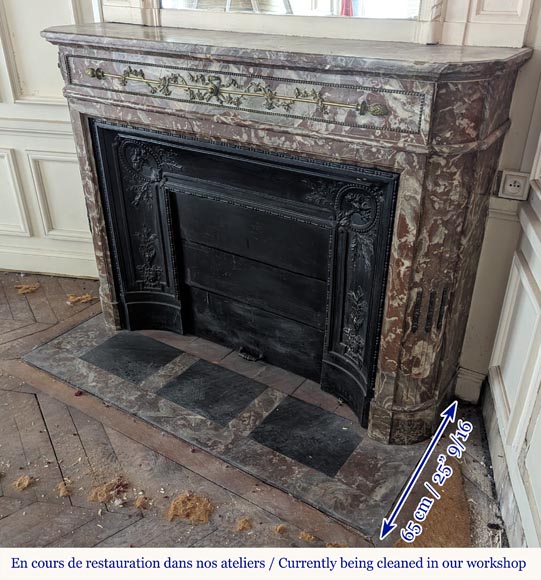 Louis XVI style mantel with rounded corners and bronze ornaments Louis XVI style mantel with rounded corners and bronze ornaments-6