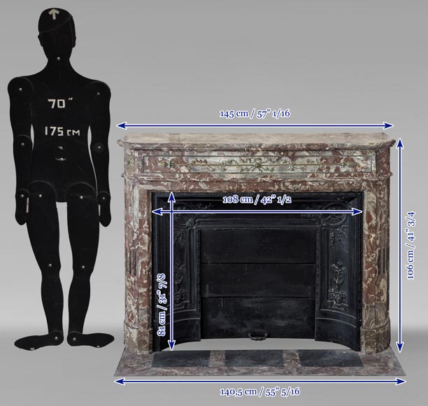 Louis XVI style mantel with rounded corners and bronze ornaments Louis XVI style mantel with rounded corners and bronze ornaments-11