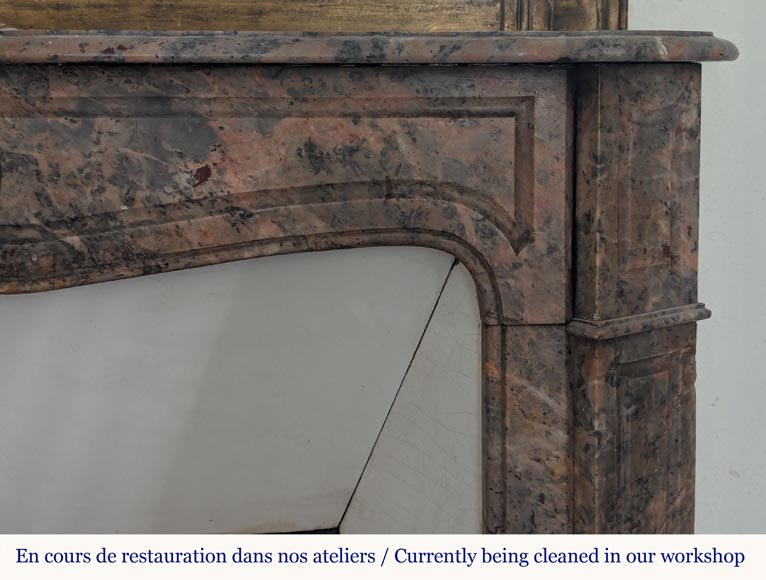 Louis XV style Pompadour mantel in Enjugerais marble Louis XV style Pompadour mantel in Enjugerais marble-6