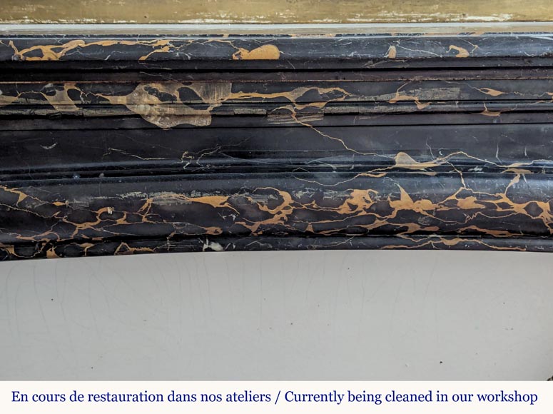 Louis XIV style mantel in Portor marble Louis XIV style mantel in Portor marble-1