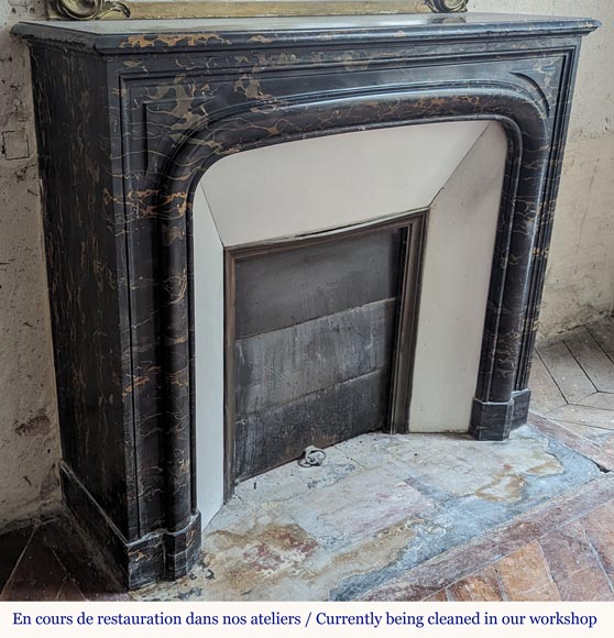 Louis XIV style mantel in Portor marble Louis XIV style mantel in Portor marble-2