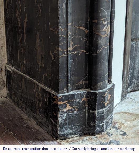 Louis XIV style mantel in Portor marble Louis XIV style mantel in Portor marble-4