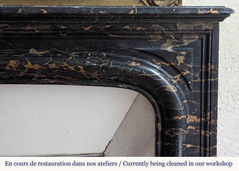 Louis XIV style mantel in Portor marble Louis XIV style mantel in Portor marble-6