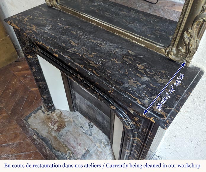 Louis XIV style mantel in Portor marble Louis XIV style mantel in Portor marble-8